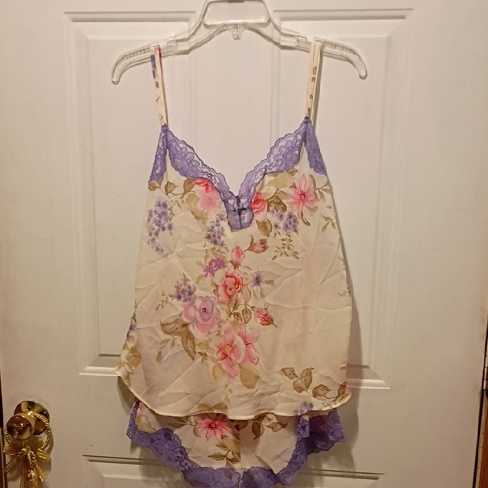 Secret Treasures Floral Purple Lace Pajama Set